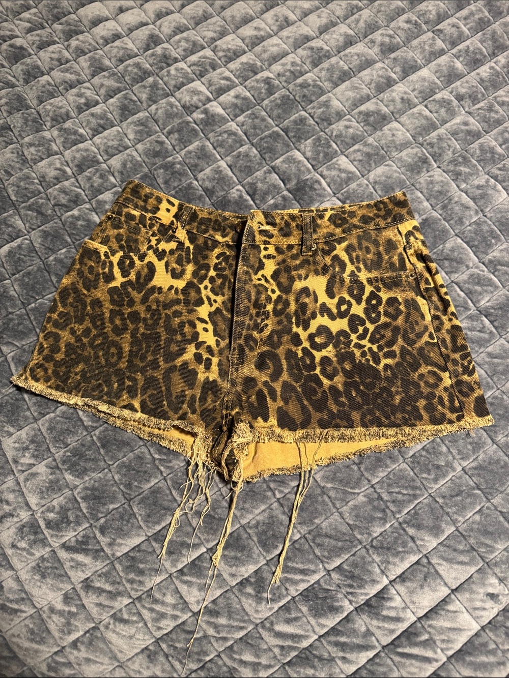 Nasty Gal Cheetah Print Denim Shorts